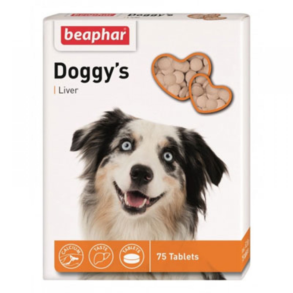 Вітамінізовані ласощі для собак Beaphar DOGGY'S + LIVER 75 таб (12504)