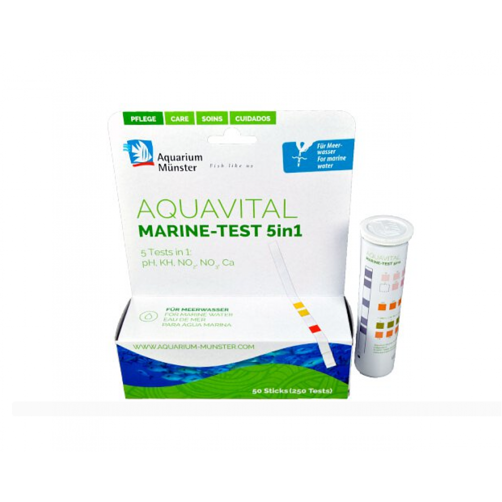 Тест-полоски для морских аквариумов Aquarium Muenster AQUAVITAL MARINE-TEST 5 в 1 50 шт